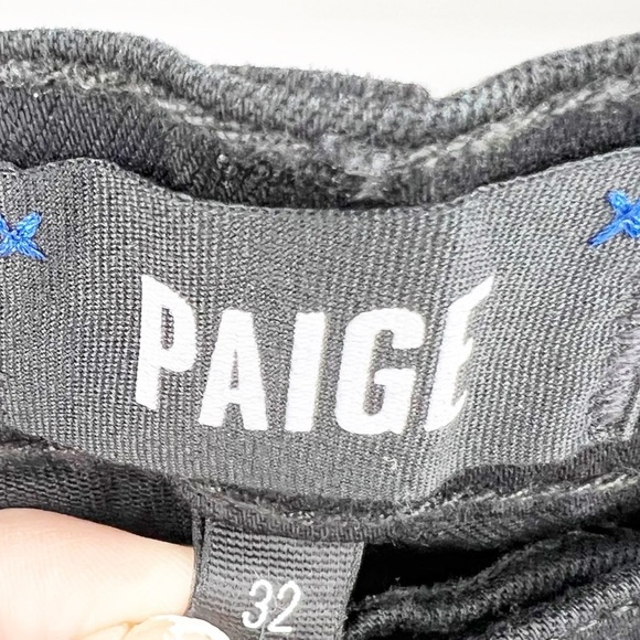 ✅ PAIGE BLACK FEDERAL JEANS SIZE 32 SLIM STRAIGHT LEG - Picture 4 of 7